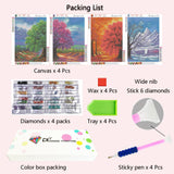 Muzagroo Art 4 Pack 5D Diamond Painting Kits for Adults DIY Diamond Art Kits 4 Seasons Trees Wall Art for Living Room Adults Crafts Diamond Dot Gem Art Kits for Beginners Muzagroo Art