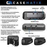 CASEMATIX Locking Pistol Case Fits Small to Large 9mm Pistols with Room For Extra Clips and Attachments- Portable EVA Gun Rug Handgun Case with Snap In Zippers, Water Resistant, Shoulder Strap CASEMATIX