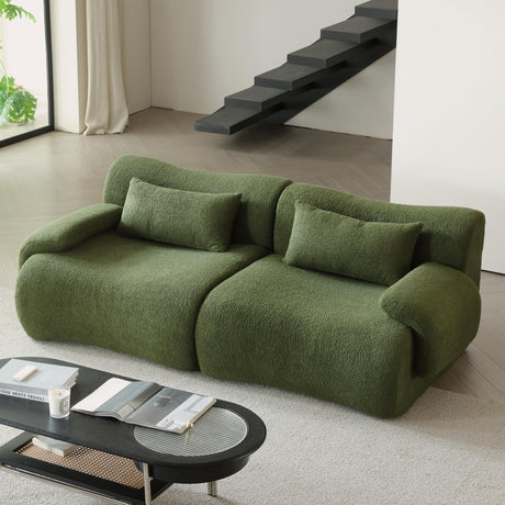 Rubikliss Cloud Sectional Sofa for Living Room, 78'' Boucle Boneless Loveseat with 2 Pillows, Modern Oversized Deep Seat Modular Sectional Sofa, High-Density Foam, No Assembly (Green) Rubikliss