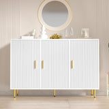 DIYART White Sideboard Buffet Cabinet, Accent Coffee Bar Cabinet with 3 Doors, Entryway Cabinet for Living Room, Kitchen, Hallway DIYART