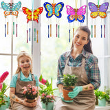 TREACLUB 10 Pack Butterfly Wind Chime Kit for Kids Make Your Own Butterfly Wind Chime Wooden Crafts DIY Make a Wind Chime Kit DIY Coloring Butterfly Ornaments for Girls Boys TREACLUB