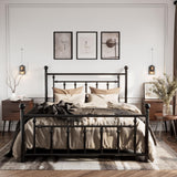 SHA CERLIN 14'' Queen Size Metal Platform Bed Frame/Victorian Headboard and Footboard/Steel Slats Mattress Foundation for Storage/No Box Spring Needed/Noise Free/Black SHA CERLIN