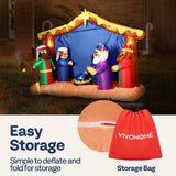 VIVOHOME 8FT Christmas Inflatable Outdoor Decoration, Nativity Scene Set, Navidad Blow Up Yard Decor with Built-in LED Light for Lawn, Garden, Party VIVOHOME