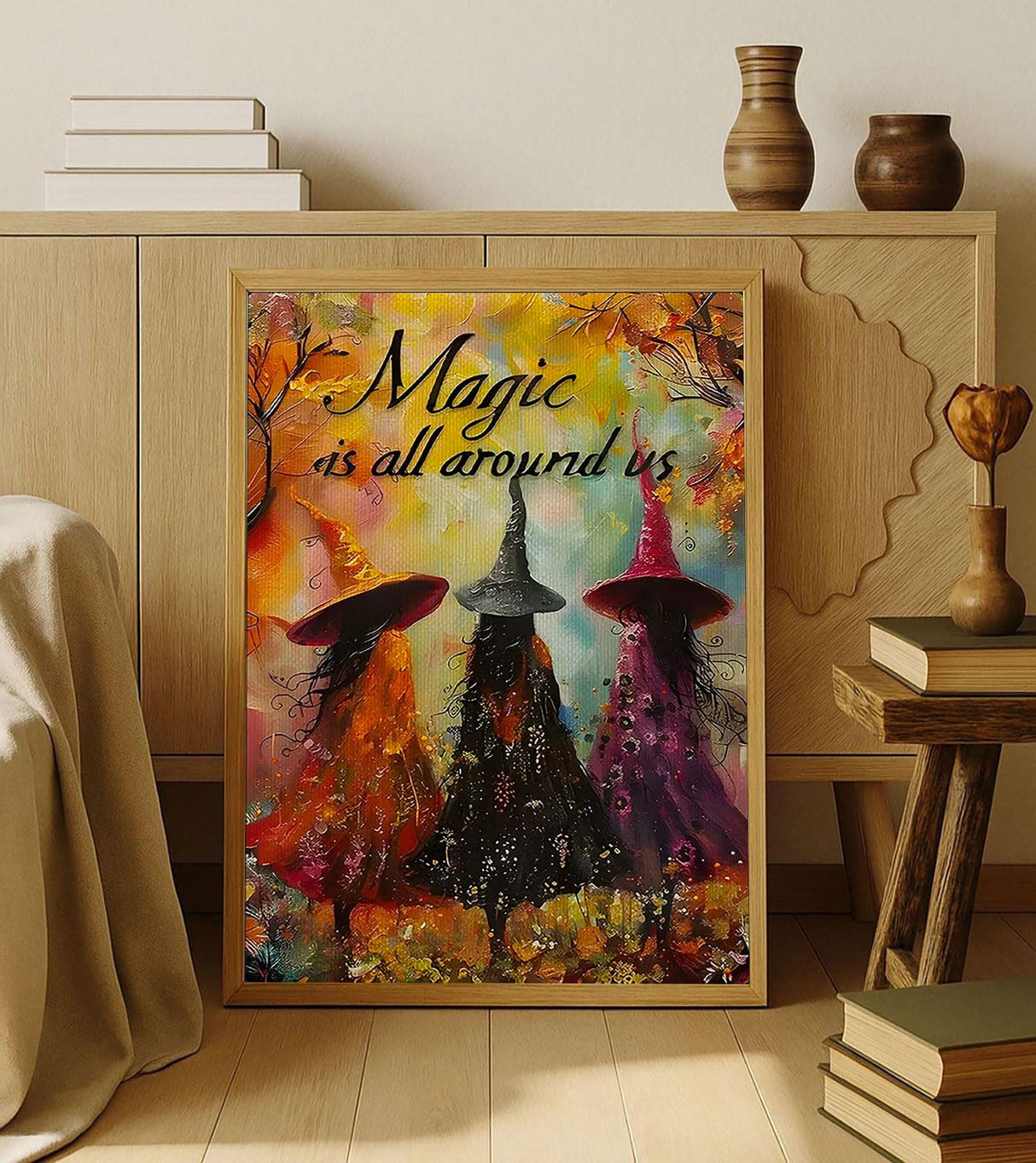 Scary Halloween Diamond Art Kits for Adults,5D Full Round Drill Magic Witch Diamond Painting Kits for Beginners Three Witches,DIY Gem Art and Crafts Paint by Diamonds Easy,Home Wall Decor 12X16 Inch SJDIYSTORE