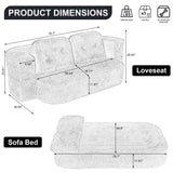 Tmsan 78.7" W Boneless Cloud Loveseat Sofa, 2 in 1 Convertible Floor Folding Couch Bed, No Assembly Compressed Foam Lounge Sofa Sleeper for Dorm Apartment Office Bedroom Living Room Small Spaces Tmsan