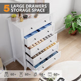 IDEALHOUSE 5 Chest of Drawer Dresser, Modern White Storage Organizer with Drawers for Bedroom, Living Room, Entryway, 42.5'' Tall IDEALHOUSE