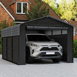 Real Relax 10x15ft Heavy Duty Metal Carport with Galvanized Steel Roof, Removable Sidewalls, Outdoor Car Port Shelter for Cars, Trucks and Boats, Gray Real Relax