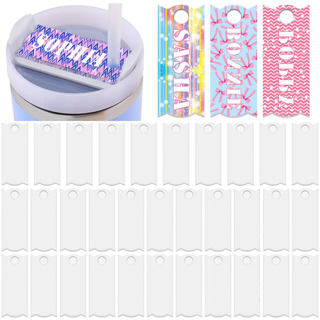 Duufin 32 Pieces Sublimation Name Plate Blanks Acrylic for 30 20 oz Cups Tumblers H2.0 Sublimation Topper Name Labels Personalized Name Tags for Customized Cup Accessories Duufin