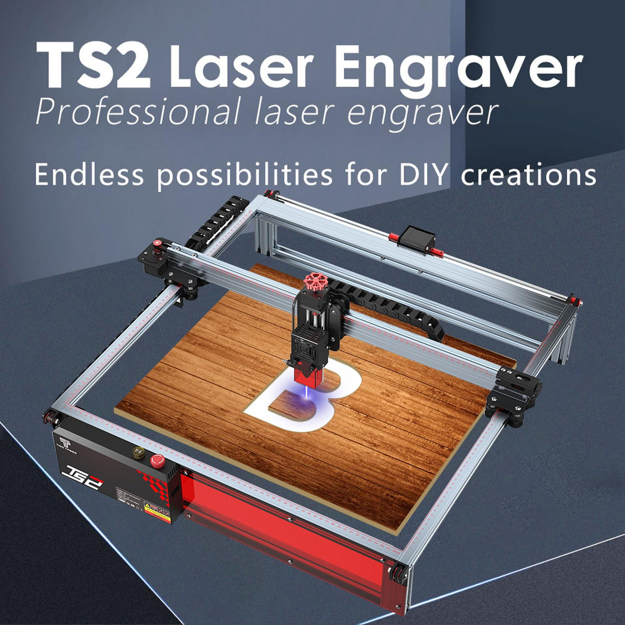 Twotrees TS2-10W Engraving Machine, 0.08mm Laser Cutting Machine Laser Cutter, 10000mm/min Laser Engraver Machine, Easy to Assembly Laser Engraving Machine for Wood, Paper, Leather (TS2-10W) YESBAY