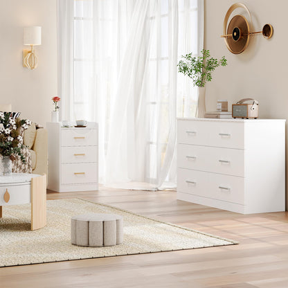 FOTOSOK White Dresser, 47.2'' Large 6 Drawer Dresser Wide Chest of Drawers for TV Stand, Modern Dresser White Floor Storage Drawer Cabinet for Home Office, White - WoodArtSupply