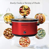 Elite Gourmet MST-900RXT# Electric Ceramic XL Jumbo Slow Cooker, Adjustable Temp, Entrees, Sauces, Stews & Dips, Dishwasher Safe Glass Lid & Crock, 8.5Qt, MetallicRed Elite Gourmet
