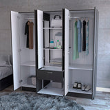 FM FURNITURE Guajira Six Door Armoire, Three Cabinets, Hidden Drawer Shoes,Black/White for Bedroom FM FURNITURE