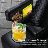 IOMOR Home Theater Seating with USB Ports and Cup Holders, Overstuffed Faux Leather Electric Power Recliner Chair with Hidden Arm Storage, Ambient Lighting (1, Black+Lighting) IOMOR