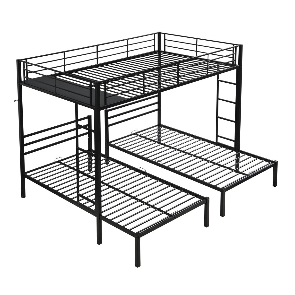 Bellemave Full Over Twin Over Twin Triple bunk Bed with Drawers 3 bunk Bed, Triple bunk beds for Kids, Teens, Adult.（Black） Bellemave