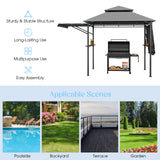 Tangkula 13.5x4 Ft Grill Gazebo with Dual Side Awnings, Double Tiered BBQ Gazebo with 2 Side Shelves, Heavy-Duty Steel Frame, CPAI-84 Barbecue Grill Gazebo Shelter for Patio, Garden, Beach, Terrace Tangkula