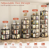 Aheaplus 6 Tier Rotating Bookshelf Tower, Revolving Bookcase, 360° Round Spinning Book Shelf, Narrow Swivel Bookshelves Vertical Rolling Turning Corner Bookshelf Organizer for Small Space, Black Aheaplus