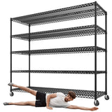 REIBII 73" H Storage Shelves Wire Shelving with Wheels 3200 lbs Heavy Duty Steel Metal Shelving Unit Shelf Rack for Warehouses,Garage, Kitchen, School,Commercial,73" H X 60”W X 18" D REIBII