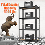 ErgoNova 4 Tier Garage Shelving Wood Storage Shelves 4000 lb Load Capacity Adjustabl Shelf Units 45.6" H*23.6" W*11.8" D Metal Shelving Suitable for Basement Warehouse Pantry,Black ErgoNova