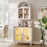 NEWOWNDS Arched Wall Cabinet,Glass Display Wall Mounted Cabinet with Tempered Glass Doors, Floating Cabinet with Adjustable Shelves for Bathroom,Living Room, Kitchen NEWOWNDS