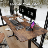 Monomi Electric Standing Desk, 71 x 31.5 inches Height Adjustable Desk, Ergonomic Home Office Sit Stand Up Desk with Memory Preset Controller (Rustic Brown Top/Black Frame) Monomi