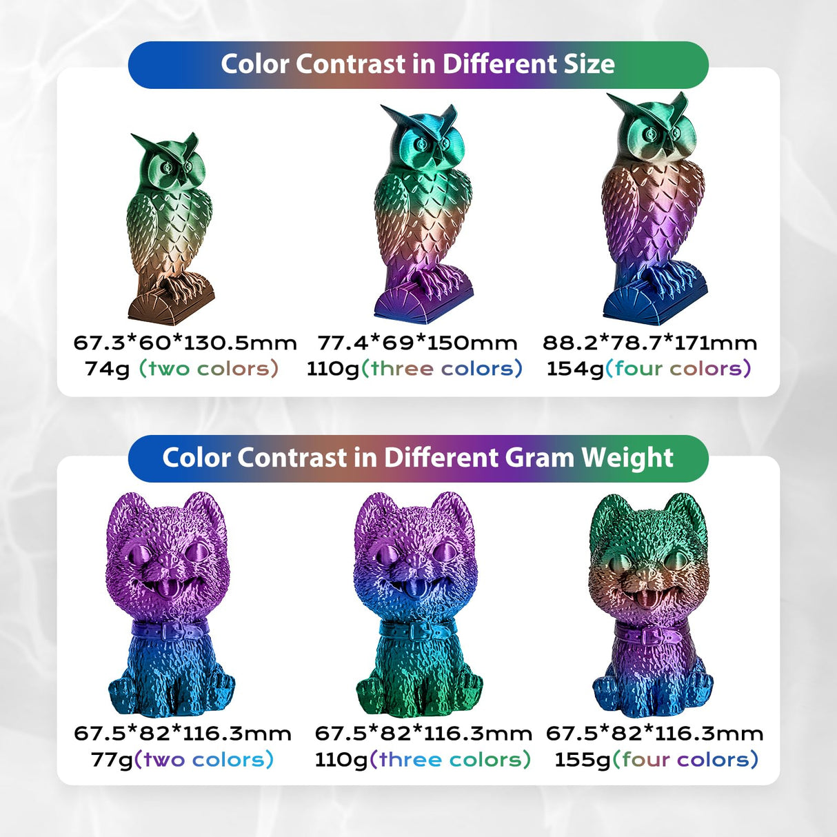 3Dgenius Silk Rainbow PLA Filament 1.75mm Silk PLA 3D Printer Filament Shiny Fast Color Changing Gradient Filament 3D Printing Filament Fit Most FDM Printers, 500g Spool(1.1lbs), Universe Series 3Dgenius