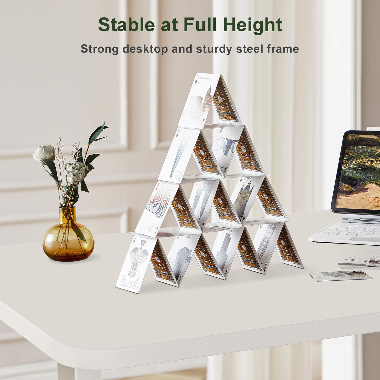 WALKINGDESK 48x24 Inches Whole Piece Electric Standing Desk, Seamless One Piece Height Adjustable Stand up Desk for Home Office, Ergonomic Sit to Stand Desk, Computer Workstation, White WALKINGDESK