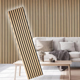 E-HAO 2 Piece Wood Slat Acoustic Panels for Stylish Decor and Noise Reduction, 3D Textured Panel for Ceiling and Wall - White Oak (94.5 L x 12.6 W in) E-HAO