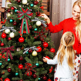 Whaline 10 Rolls 50 Yards Christmas Burlap Ribbon Rolls 1 Inch Wired Plaid Wrapping Ribbons Xmas Decorative Ribbon for Wreath Bow Gift Decor Whaline