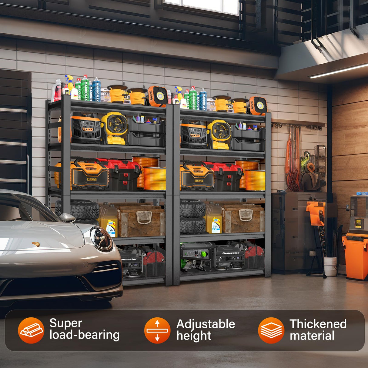 Metallitrend 82" H Heavy-Duty Garage Storage Shelves | 6-Tier Metal Shelving Unit Organizer Rack for Garage Storage Metallitrend