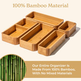 SMIRLY 5-Piece Bamboo Kitchen Drawer Organizer Set for Large and Small Utensils, Multi-use Storage Box - Bathroom, Nightstand, Jewelry, Cutlery, Knife, Spice, Towel, Junk Drawer Tray SMIRLY