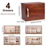 Kendal Wooden Jewelry Box for Women, Wooden Jewelry Organizer, 4-Layer Jewelry Organizer Box with Side Door, Single Door Jewelry Holder Organizer for Earrings, Necklaces, Rings Kendal