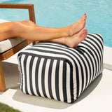 Jaxx Leon Outdoor Bean Bag Ottoman, Black & White Stripes Jaxx