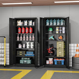 DEVAISE Metal Garage Storage Cabinet with 2 Doors and 5 Adjustable Shelves, 71'' Black Lockable Steel File Cabinet for Garage, Home, Office, Shool, Gym DEVAISE