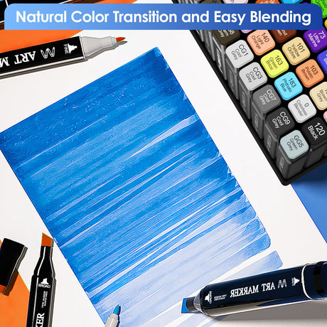 Banral 60 Colors Alcohol Markers Set, Dual Tip Alcohol Based Art Marker for Artists Kids Adult Coloring, Permanent Illustration Sketch Pens for Drawing with Case and Holders Banral