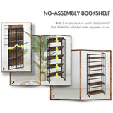 Folding 5-Tier Vintage Bookshelf by 4NM - Rustic Brown and Black Storage Solution 4NM