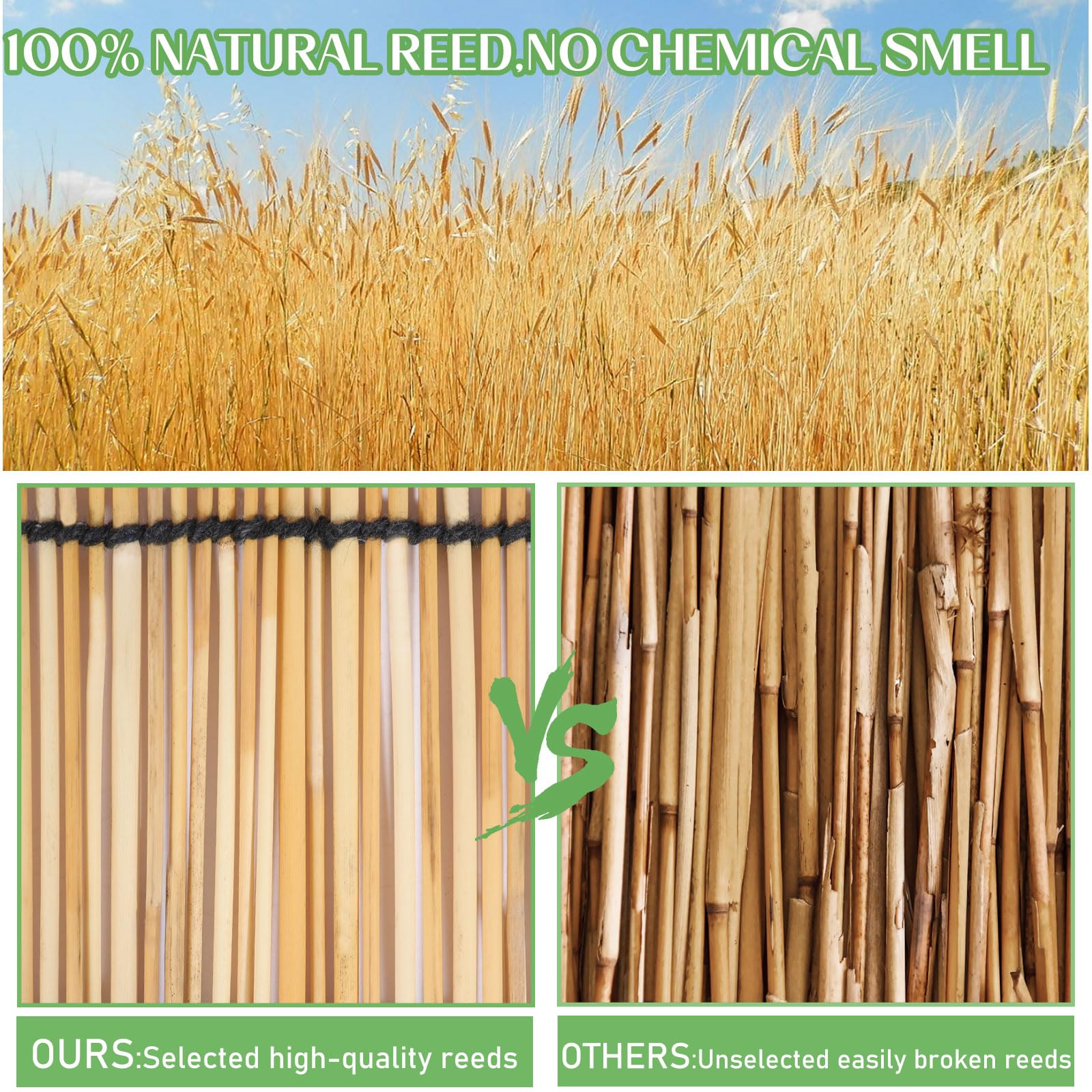 Natural Reed Fencing,Privacy Fence Bamboo-Like Reed Screen Curtain Eco-Friendly for Garden,Balcony,Outdoor,Backyard Patio Decors Fence Rolls-3.3FT X 13.1FT - WoodArtSupply