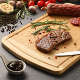 Large Wooden Cutting Board for Kitchen Meal Prep & Serving - Bamboo Cutting Boards with Juice Groove Side Handles, Charcuterie & Chopping Butcher Block - 100% Organic Bamboo, Pre Oiled, 16" x 10" HIWARE