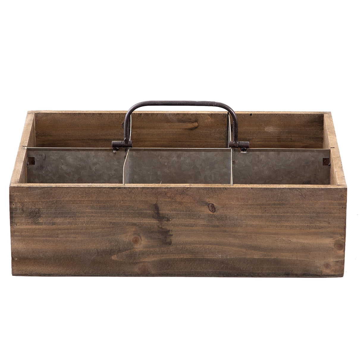 Sintosin Farmhouse Wooden Crates for Decor 15 X 10 inches, Distressed Wood and Galvanized Storage Crates for Crafts, Rustic Wooden Baskets for Gifts, Wood Crates for Display, 6 Individual Slots Sintosin