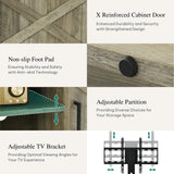 YITAHOME Farmhouse TV Stand with Mount, Sturdy TV Stand Mount for 32/45/55/60/65/70 inch TVs, Entertainment Center with Adjustable Shelf, TV Cabinet Media Console for Living Room, Grey YITAHOME