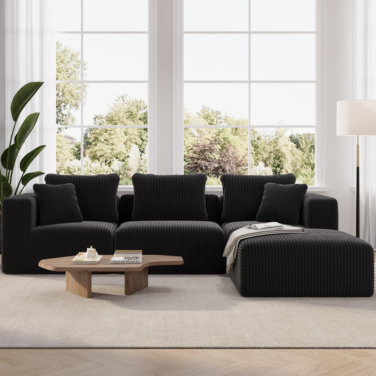Novilla 106" Modular Sectional Sofa, Modern Cloud Sectional Couch with Smarts Coil™ Support, L-Shape Boneless Couch for Living Room Apartments Bedroom, No Assembly Required (3 Seater + 1 Ottoman) Novilla