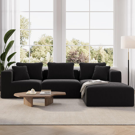 Novilla 106" Modular Sectional Sofa, Modern Cloud Sectional Couch with Smarts Coil™ Support, L-Shape Boneless Couch for Living Room Apartments Bedroom, No Assembly Required (3 Seater + 1 Ottoman) Novilla