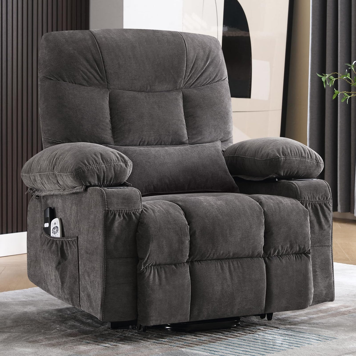 BOSMILLER Power Lift Recliner Chair for Elderly with Heat and Vibration Massage,Electric Recliner with USB Charging Port for Living Room, Infinite Position, Side Pocket BOSMILLER