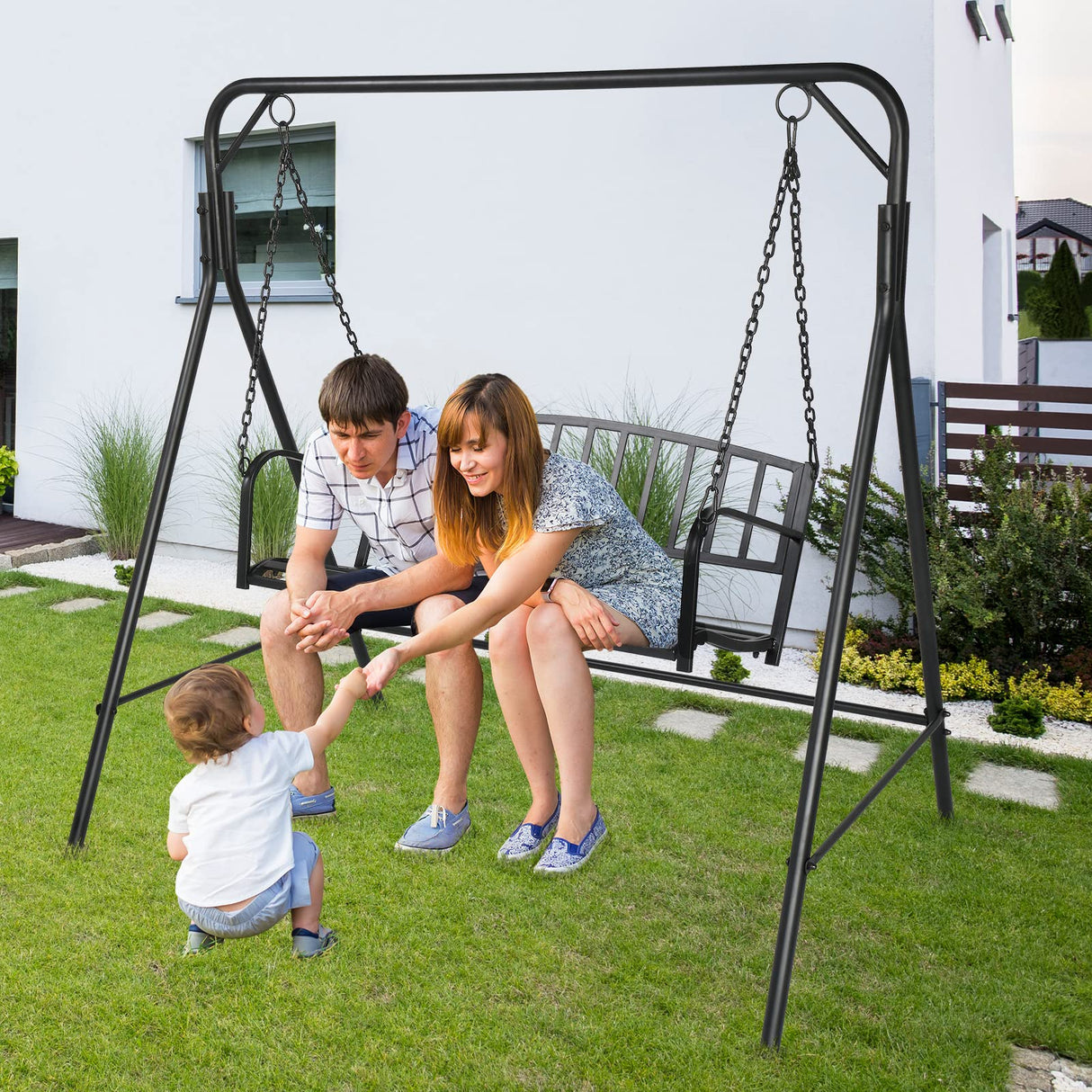 Outvita Metal Swing Stand, 550lbs Heavy Duty Steel A-Frame Stand Powder Coated Finish for Kids, Adults Outdoor Backyard Patio Porch Outvita