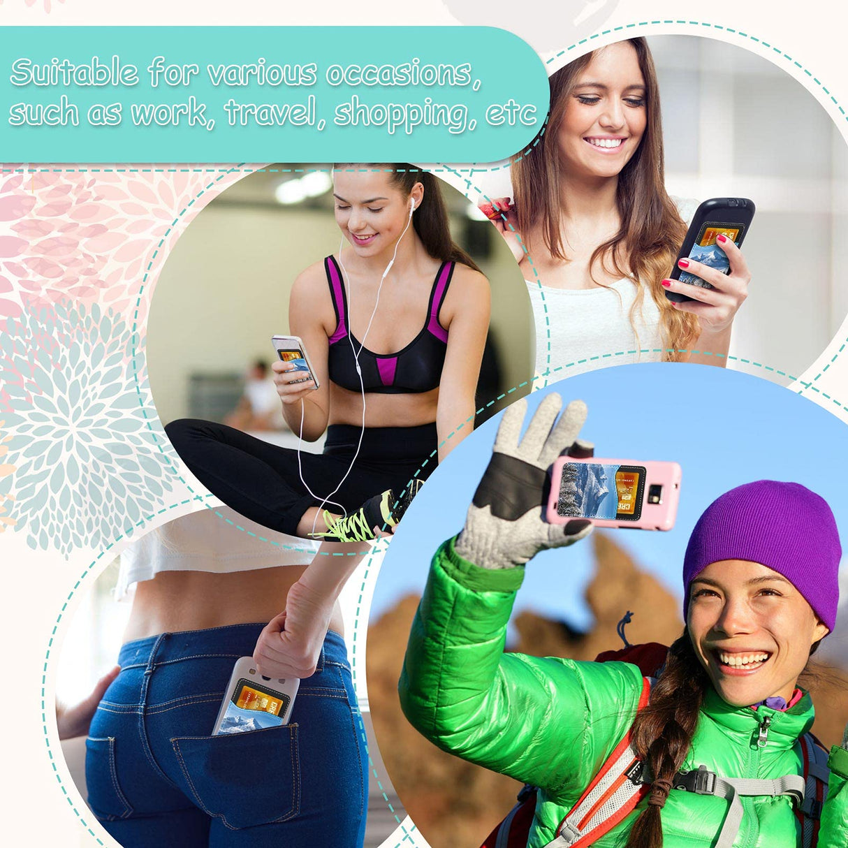 Frienda 10 Pieces Sublimation Blank Phone Wallet PU Leather Card Holder Pocket Adhesive Cell Phone Case Holder with 10 Pieces Collapsible Sublimation Phone Holders for Back of Most Smartphones Frienda