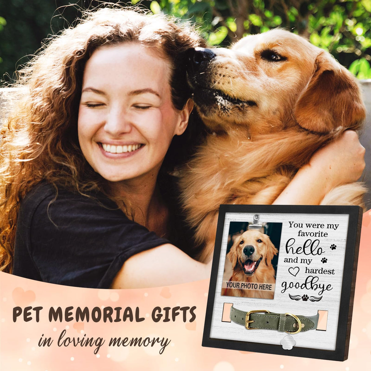 PUREFLY Dog Memorial Gifts for Loss of Dog, Loss of Dogs Sympathy Gift Pet Loss Sympathy Frame with Collar Holder, Pet Cat Remembrance Bereavement Gift PUREFLY