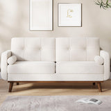 65 in Loveseat Sofa, Mid Century Modern Couch Comfy Love Seat Couches for Living Room, 2 Seater Deep Seat Couch Teddy Fleece Boucle Upholstered Couches for Bedroom Office Small Space, Beige GarveeHome