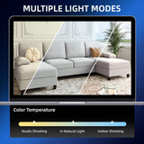 Shintenchi Sectional Sofas for The Living Room, U-Shaped Couch with Dual Chaise Lounge, 4-Seat Furniture Set Featuring Soft Cushions and Linen Fabric,Creamy White Shintenchi