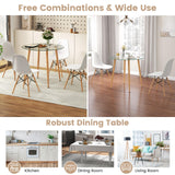 Tangkula 5-Piece Dining Table Set for 4, Kitchen Table Set with Seat, Solid Wood Legs, Metal Frames & Tempered Glass Tabletop, Round Dinner Table & 4 Chairs for Home, Natural Tangkula
