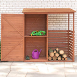 Leisure Season CFS7181 Combination Firewood and Storage Shed - Brown - Outdoor Garden Cedar Box with Shelves, Roof, Doors - Large Yard Lumber Lockers - Patio, Backyard, Deck, Organizer -Fast Assembly Leisure Season