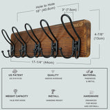 Dseap Coat Rack Wall Mounted - Heavy Duty Farmhouse Rustic Wall Coat Hanger with 5 Wire Hooks for Clothes Hat Jacket Towel, RusticWire, J1-5A, Rustic Brown & Black Dseap
